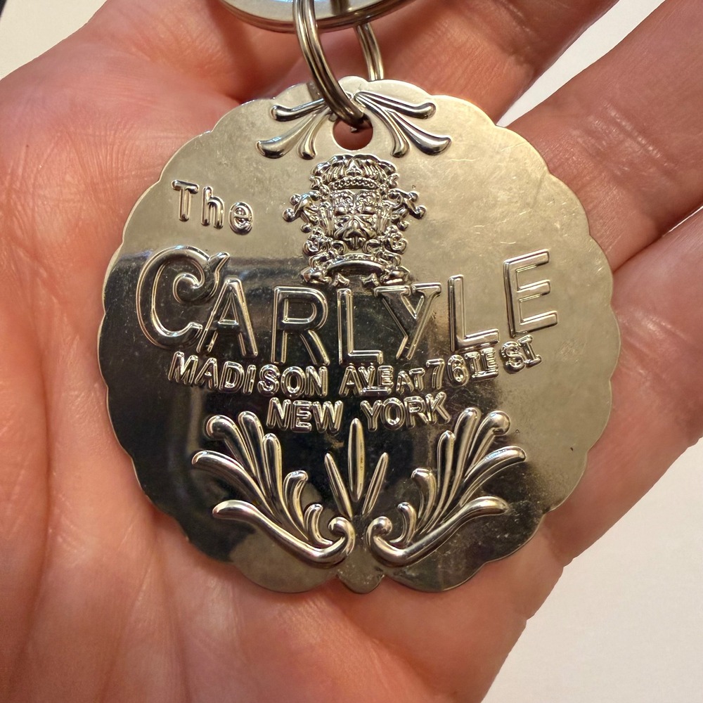 The Carlyle Hotel NYC Keychain Fob Silver Tone Pendant Madison Ave New York